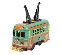Taidda Wind Up Tram Toy, Retro Tinplate Tram with Lights and Sounds, Vintage Collectible Toy for Home Office Decor, Kids Gift
