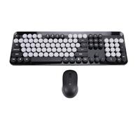Taidda Wireless Cute Keyboard and Mouse Combo, Retro Typewriter Style Round Keycaps, Plug and Play 2.4GHz with 12 Multimedia Hotkeys, 104 Keys Keyboard for PC Laptop Desktop (Black)