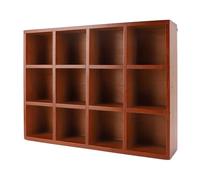 Taidda Wood Trinket Shelf, 12 Compartments Wall Mounted Display Shelf, Vintage Holder with Glossy Edges, Ideal for Knick Knack, Cup Collection & Figure Display