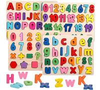 Taidda Wooden Alphabet Number Puzzles Educational Learning Toys for 3 Year Olds, Wood, for Improving Concentration and Problem Solving, Indoor and Outdoor Activities (#4)