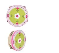 Taidda Wooden Handheld Tambourine Toy Cute Plink Sounds for Sing or Dance Accompaniment Percussion Instrument for Kids Musical Activities (All flowers bloom)
