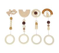 Taidda Wooden Hanging Baby Toys Exquisite Colorful Gym Toys for Brain Development for Stroller 4pcs (Brown)