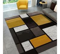 Taidianolp Area Rugs 2.6 x 4 ft,Black Grey Geometric Boxes Design Modern Yellow,Mustard, 80 x 120 cm,Home Decorative Entryway Rug Bathroom Floor Mat Entry Entrance