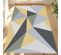 Taidianolp Area Rugs 2.6 x 4 ft,Black White Grey Ochre Yellow Geometric Design,Sage Green, 80 x 120 cm,Home Decorative Entryway Rug Bathroom Floor Mat Entry Entrance