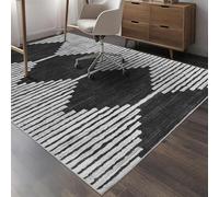 Taidianolp Area Rugs 2.6 x 4 ft,Modern Geometric Stripe Design Desk Chair Floor Decor,Black, 80 x 120 cm,Home Decorative Entryway Rug Bathroom Floor Mat Entry Entrance