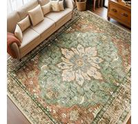 Taidianolp Area Rugs 2.6 x 4 ft,Vintage Floral Distress Pattern Brick-Red-Orange,Green, 80 x 120 cm,Home Decorative Entryway Rug Bathroom Floor Mat Entry Entrance