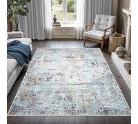 Taidianolp Area Rugs 2.6 x 5 ft,Blue Grey Distressed Modern Abstract Pattern,White, 80 x 150 cm,Home Decorative Entryway Rug Indoor Small Mat Entry Entrance