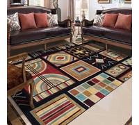 Taidianolp Area Rugs 2.6 x 5 ft,Color Green Blue Yellow Geometric Design Modern Print,Black, 80 x 150 cm,Entryway Bedroom Throw Rug Farmhouse Kitchen Dorm