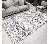 Taidianolp Area Rugs 4 x 4 ft,Blue White Vintage Geometric Modern,Grey, 120 x 120 cm,Indoor Home Decorations Rug for Makeup Vanities Table Decor