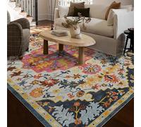 Taidianolp Area Rugs 4 x 4 ft,Multicolour Blue Traditional Vintage Floral,Orange, 120 x 120 cm,Indoor Home Decorations Rug for Makeup Vanities Table Decor