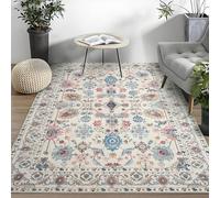 Taidianolp Area Rugs 4 x 5.2 ft,Multicolour Vintage Classic Floral Print,Blue, 120 x 160 cm,Floor Carpet for Home Office Living Room Bedroom Kitchen Decor
