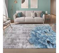 Taidianolp Area Rugs 4 x 5 ft,Floral Designs Gray White Modern,Blue, 120 x 150 cm,Modern Bedroom Contemporary Living Room Rug Throw Mat,
