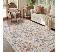 Taidianolp Area Rugs 4 x 5 ft,Multicoloured Floral Contemporary Farmhouse Decor Modern,Beige, 120 x 150 cm,Modern Bedroom Contemporary Living Room Rug Throw Mat,