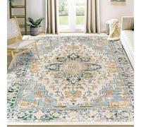 Taidianolp Area Rugs 4 x 5 ft,Mustard Yellow Vintage Floral Floor Decor,Green, 120 x 150 cm,Indoor Home Decorations Rug for Makeup Vanities Table Decor
