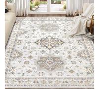 Taidianolp Area Rugs 4 x 5 ft,Neutral Vintage Distressed Floral Farmhouse Decor Multicolour,White, 120 x 150 cm,Modern Bedroom Contemporary Living Room Rug Throw Mat,