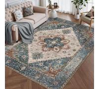 Taidianolp Area Rugs 4 x 5 ft,Teal Red Cream Vintage Oriental Floral Traditional,Multicolour, 120 x 150 cm,Modern Bedroom Contemporary Living Room Rug Throw Mat,