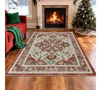 Taidianolp Area Rugs 4 x 6 ft,Multicolour Traditional Vintage Floral,Red Green, 120 x 180 cm,Living Room Decor Aesthetic Rug Bedroom Carpet Floor,