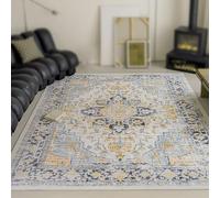 Taidianolp Area Rugs 4 x 6 ft,Mustard Yellow Vintage Floral Floor Decor,Navy Blue, 120 x 180 cm,Living Room Decor Aesthetic Rug Bedroom Carpet Floor,