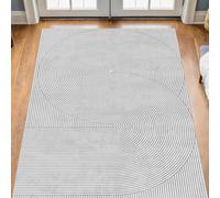 Taidianolp Area Rugs 5.2 x 7.5 ft,Modern Rainbow Striped Geometric pattern, Grey, 160 x 230 cm,Indoor Outdoor Rug Living Room Bedroom Kitchen Backyard Patio