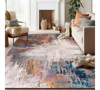 Taidianolp Area Rugs 5 x 5 ft,Blue Grey Cream Abstract Modern Art Deco,Colourful, 150 x 150 cm,Printed Rug for Living Room Art Decor Bedroom Home Aesthetic