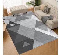 Taidianolp Area Rugs 5 x 6 ft,Grey White Geometric Modern Decor,Black, 150 x 180 cm,Rug for Bedroom Dressing Room Under Makeup Vanity Desk