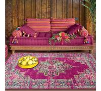 Taidianolp Area Rugs Living Room Home Decor,Fuchsia,120 x 210 cm,Fuchsia Red Green Yellow Floral Shabby Chic Vintage Patterns,4ft x 7ft Washable Rug for Bedroom Dining Room Carpet,