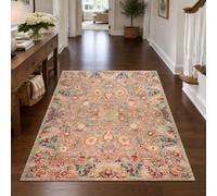 Taidianolp Area Rugs Machine Washable,Retro Floral Red, Blue, Orange, 50 x 80 cm,Welcome Mat Entryway Rug Bathroom Floor Mat Entry Entrance