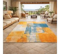 Taidianolp Area Rugs Rectangular,Abstract Blue, Yellow, Burnt Orange, White, 100 x 150 cm,Modern Bedroom Contemporary Living Room Rug Throw Mat,