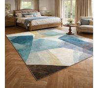 Taidianolp Area Rugs Rectangular,Abstract Geometric Blue, Gray, Yellow, Brown, White, 100 x 200 cm,Living Room Decor Aesthetic Rug Bedroom Corner Shelf Floor Mats,