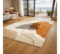 Taidianolp Area Rugs Rectangular,Abstract Modern Burnt Orange Gray Beige White Black, 150 x 180 cm,Low Pile Carpet Washable Rug Living Room Bedroom Room Decor