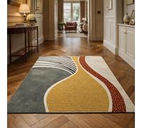 Taidianolp Area Rugs Rectangular,Modern Abstract Geometric Gray, Yellow, Red, White, Black, 70 x 100 cm,Indoor Outdoor Door Mats Rug Entryway Kitchen Laundry Floor Decor,