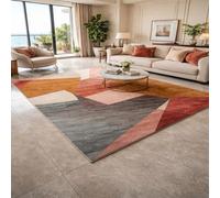 Taidianolp Area Rugs Rectangular,Modern, Geometric, Abstract Pink Red Orange Gray White, 200 x 240 cm,Low Pile Rug Large Carpets for Living Room Dining Room Bedroom