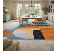 Taidianolp Area Rugs Rectangular,Modern Geometric Blue, Burnt Orange, Gray, Black, Beige, 90 x 150 cm,Indoor Home Decorations Rug for Makeup Vanities Table Decor