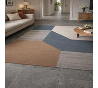 Taidianolp Area Rugs Rectangular,Modern Geometric Blue, Gray, Brown, White, 110 x 200 cm,Indoor Carpet Room Decor for Teen Girls Bedroom Aesthetic Rug