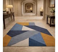 Taidianolp Area Rugs Rectangular,Modern Geometric Blue, Gray, Yellow, White, 80 x 110 cm,Rug Decorative Laundry Room Kitchen Mudroom Runner Bathroom