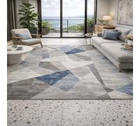 Taidianolp Area Rugs Rectangular,Modern Geometric Gray, Blue, White, 120 x 160 cm,Washable Rug Under Desk Rug Low Pile Carpet Hardwood Floor Mat