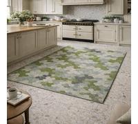 Taidianolp Area Rugs Rectangular,Modern Geometric Green, Gray, White, 140 x 200 cm,Low Pile Washable Rug for Bedroom Dorm Guest Dining Room Table