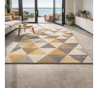 Taidianolp Area Rugs Square,Modern Geometric Yellow, Gray, Beige, Neutral-colours, 200 x 200 cm,Area Rug for Living Room Washable Carpet Bedroom Aesthetic