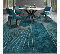 Taidianolp Extra Large Rugs Living Room Decor,Blue,200 x 300 cm,Teal Dark Blue Geometric Stripe Modern Design,Lounge Rug Soft Carpets Bedroom Home Decorations,