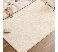 Taidianolp Large Rugs 6.6 x 9.2 ft,Neutral Colours Modern Rustic Floral Print,Cream, 200 x 280 cm,Washable Rugs Living Room Non Slip Carpet Bedroom Apartment