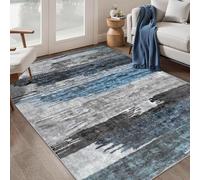 Taidianolp Large Rugs 6 x 6.5 ft,Black Blue Green Abstract Modern,Grey, 180 x 200 cm,Washable Rug Living Room Carpet Bedroom Floor Decoration Mat,