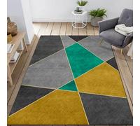 Taidianolp Large Rugs 6 x 7 ft,Black Gray Yellow Geometric Design Modern,Green, 180 x 210 cm,Living Room Rug Soft Carpets Farmhouse Indoor/Outdoor Decor