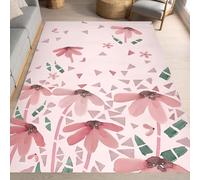 Taidianolp Large Rugs 6 x 7 ft,Red and Green Floral Designs Modern Prints,Rose, 180 x 210 cm,Washable Rug Living Room Carpet Bedroom Floor Decoration Mat,