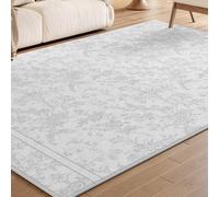 Taidianolp Large Rugs 6 x 9.8 ft,Neutral Colours Modern Rustic Floral Print,Grey, 180 x 300 cm,Washable Rug for Living Room Bedroom Carpet Dining Room,