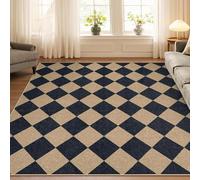 Taidianolp Large Rugs 6 x 9 ft,Modern Checkered Diamond Geometric Neutral,Black, 180 x 270 cm,Washable Rug for Living Room Bedroom Carpet Dining Room,