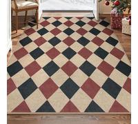Taidianolp Large Rugs 6 x 9 ft,Modern Checkered Diamond Geometric Neutral,Red, 180 x 270 cm,Living Room Rugs for Bedroom Soft Carpets Home Decorations,