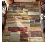 Taidianolp Large Rugs 6 x 9 ft,Modern Geometric Contemporary Checkered Multicolour,Red, 180 x 270 cm,Washable Rug for Living Room Bedroom Carpet Dining Room,