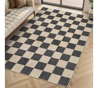 Taidianolp Large Rugs 6 x 9 ft,Modern Geometric Contemporary Checkered Neutral,Black, 180 x 270 cm,Washable Rug for Living Room Bedroom Carpet Dining Room,