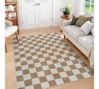Taidianolp Large Rugs 6 x 9 ft,Modern Geometric Contemporary Checkered Neutral,Brown, 180 x 270 cm,Living Room Rugs for Bedroom Soft Carpets Home Decorations,
