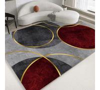 Taidianolp Large Rugs 6 x 9 ft,Neutral Colours Black Grey Yellow Geometric Design,Red, 180 x 270 cm,Living Room Rugs for Bedroom Soft Carpets Home Decorations,